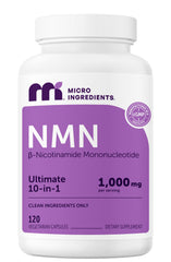 Micro Ingredients NMN Complex bottle showcasing the 10-in-1 formula for daily wellness