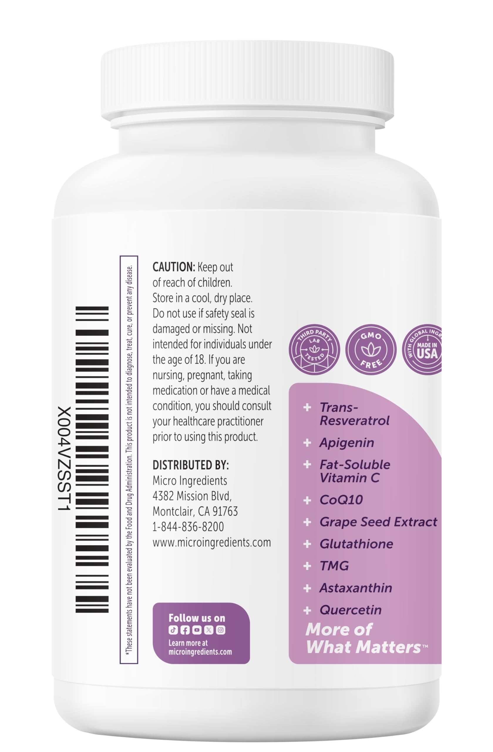 Graphic of NMN Complex ingredients showing NMN and co-factors