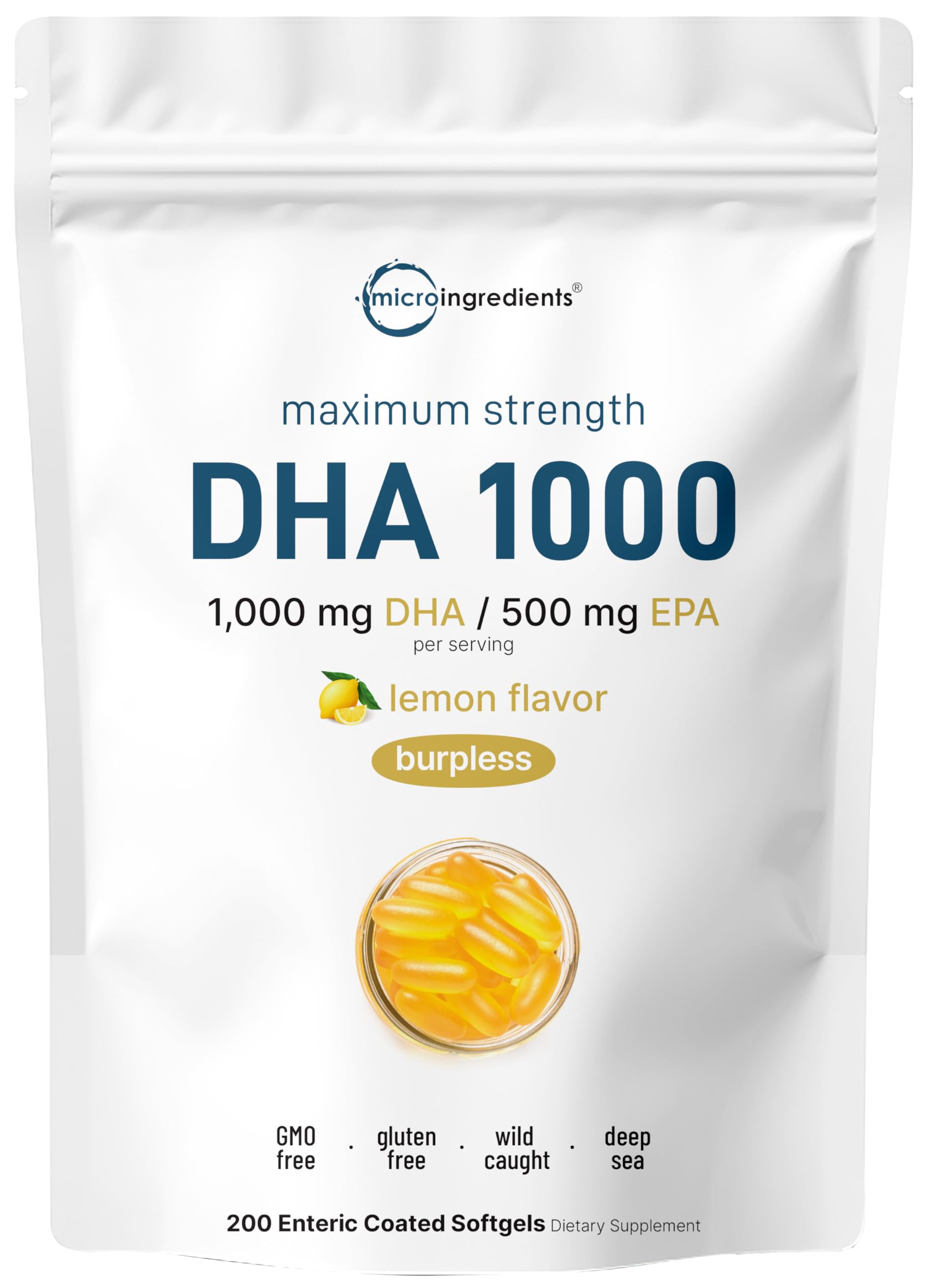 Micro Ingredients Omega-3 lemon softgels bottle — potential heart support