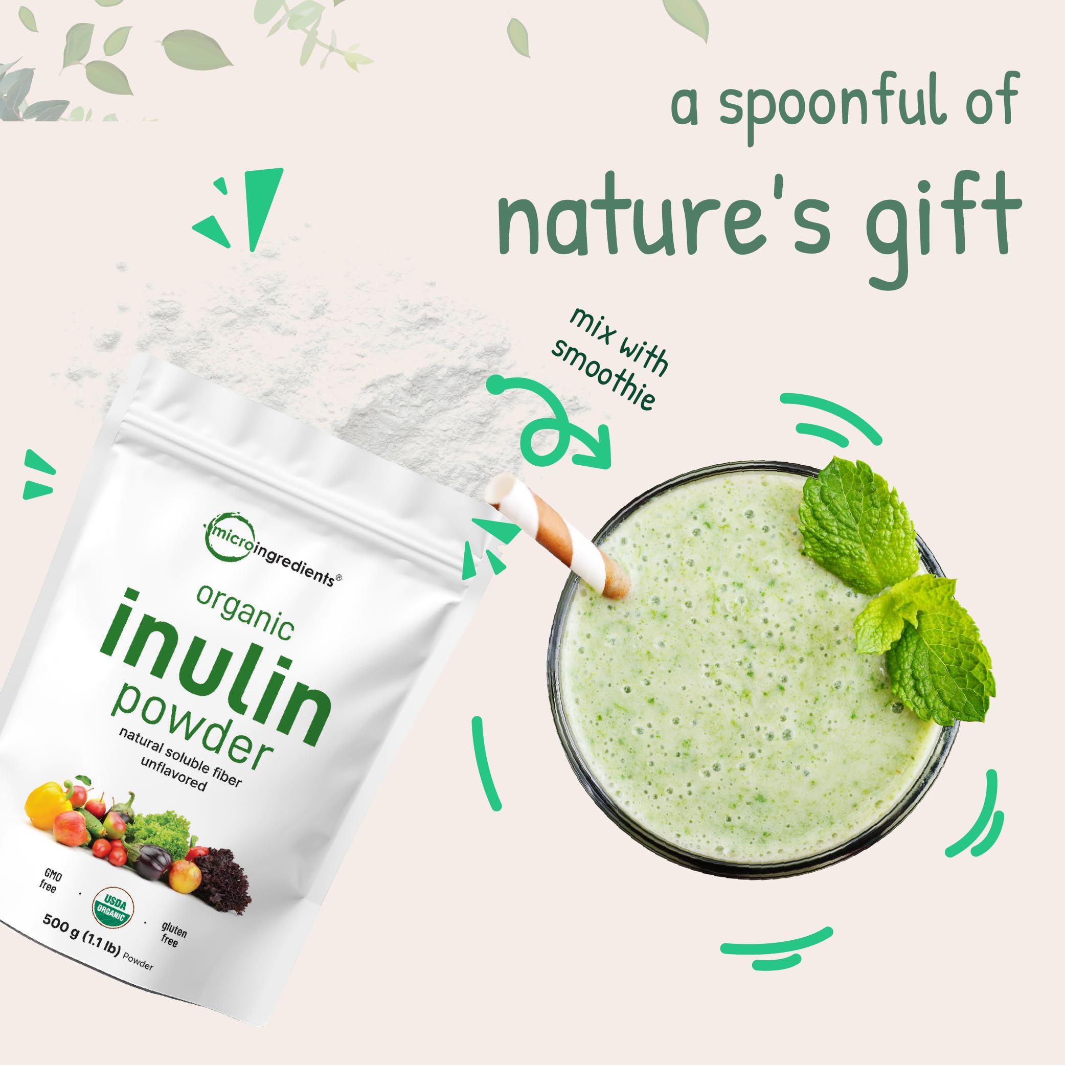 Micro Ingredients Inulin Powder stirred into a beverage for seamless dissolution