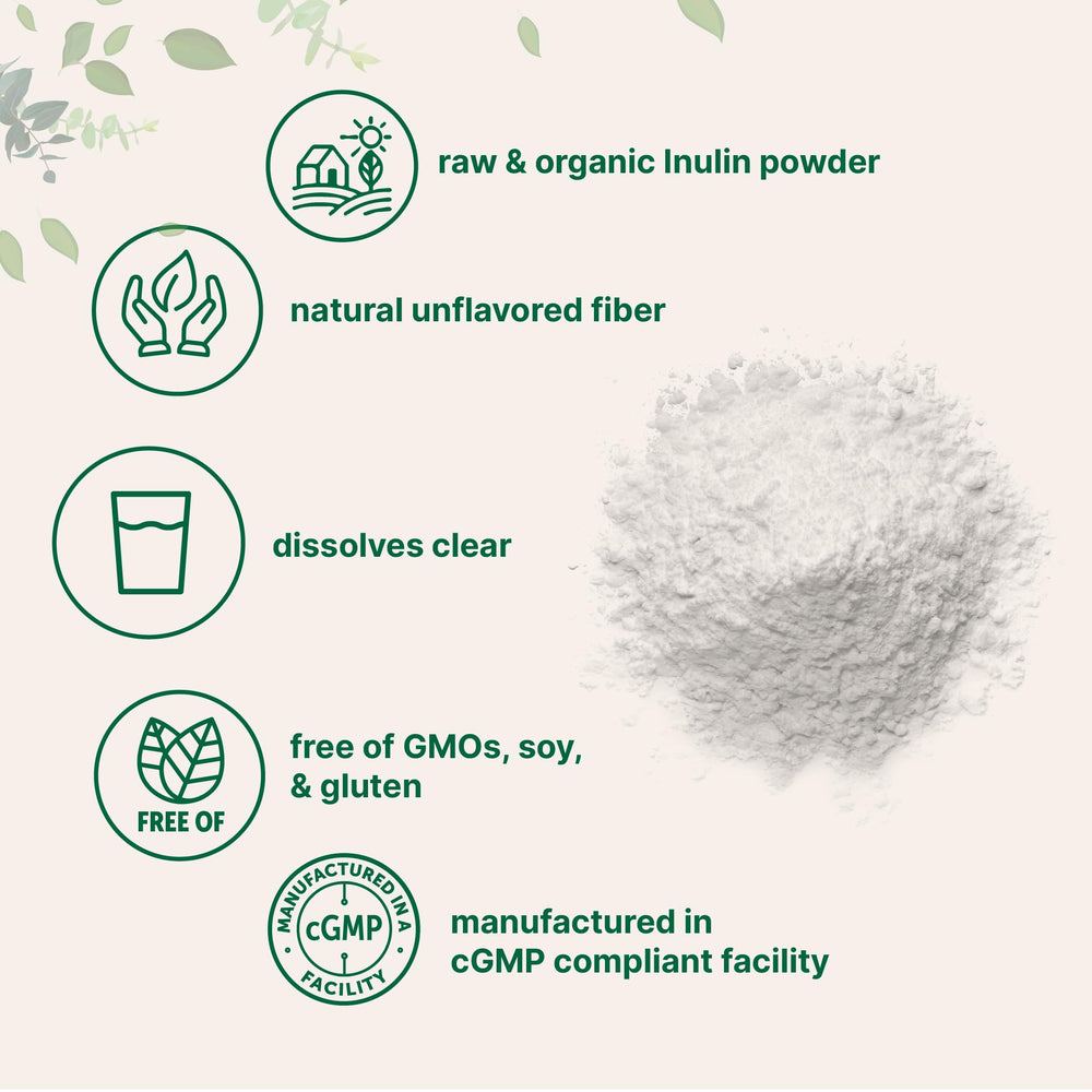 Micro Ingredients Organic Inulin Powder canister ready to mix into yogurt or smoothies