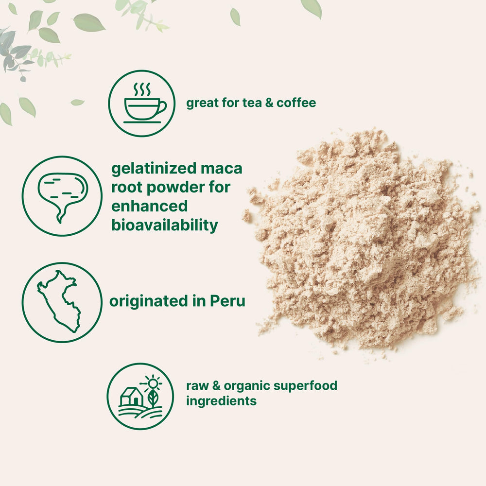 Micro Ingredients organic Peruvian maca label highlighting purity and sourcing