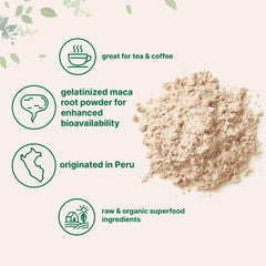 Micro Ingredients organic Peruvian maca label highlighting purity and sourcing