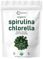 Micro Ingredients Spirulina-Chlorella tablets pack shot for daily supplementation