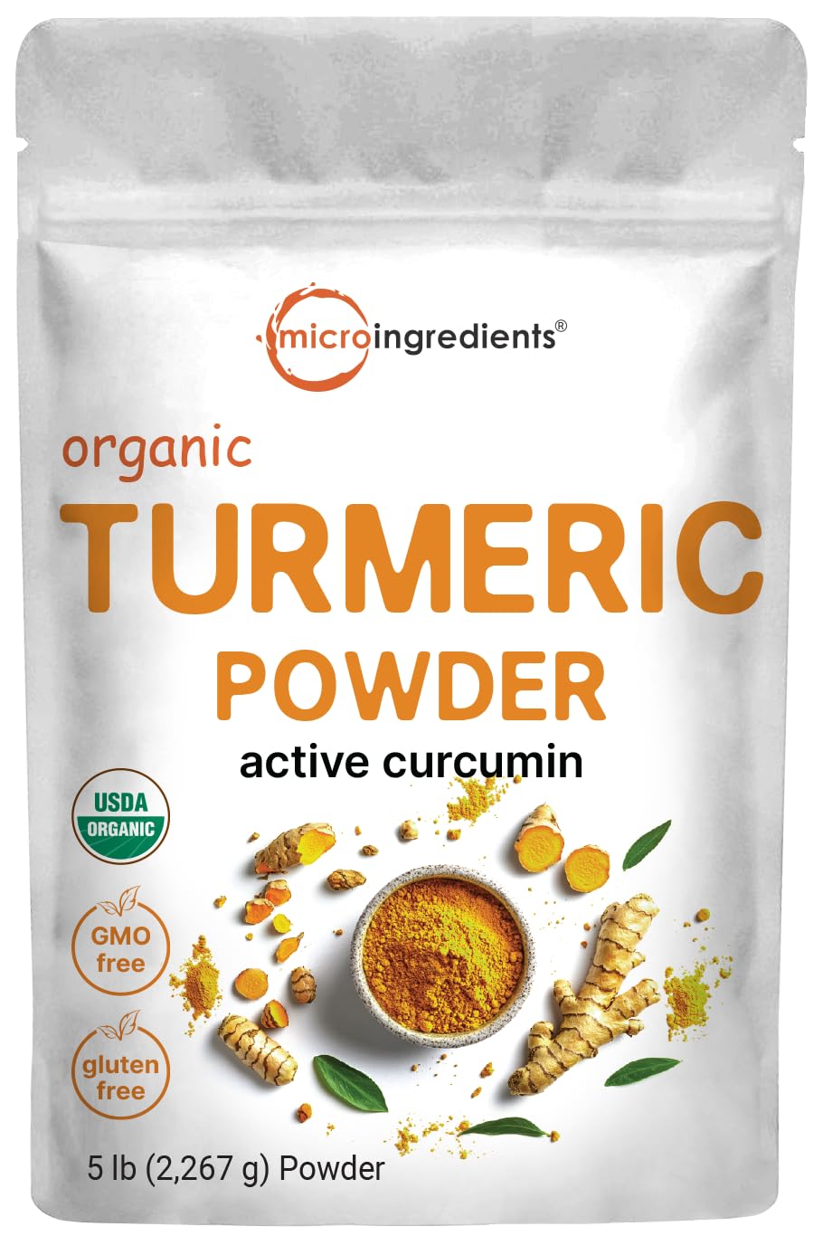 Micro Ingredients Organic Turmeric Powder 5lbs bag, bulk supply for smoothies.