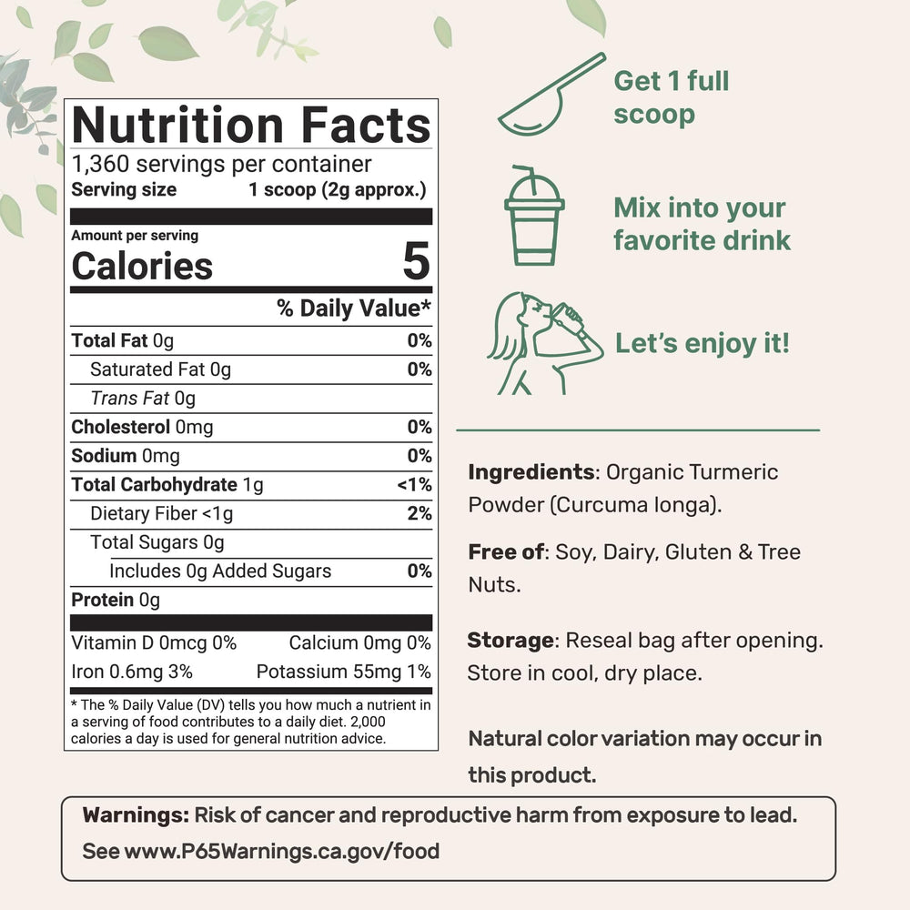 Micro Ingredients Organic Turmeric Powder jar label, clear origin and purity.