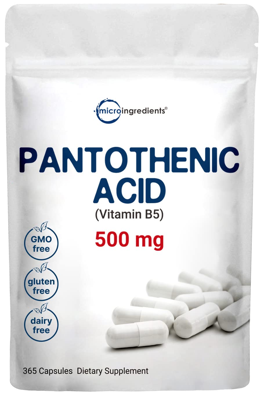 Micro Ingredients Pantothenic Acid bottle front view for daily energy support.