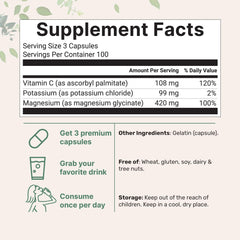 Micro Ingredients potassium capsules closeup emphasizes chelated minerals for absorption.