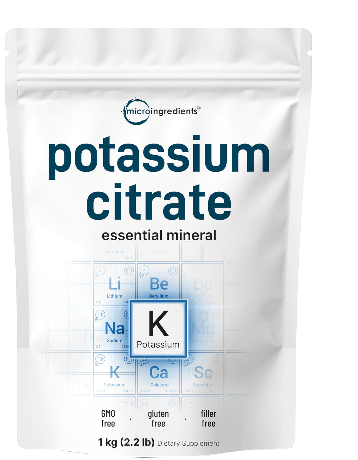 Micro Ingredients potassium citrate powder 1kg container for reliable hydration.
