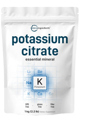 Micro Ingredients potassium citrate powder 1kg container for reliable hydration.