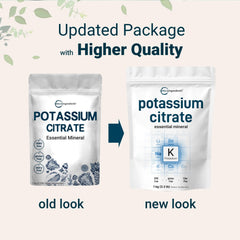 Potassium citrate powder dissolving in water for quick hydration.