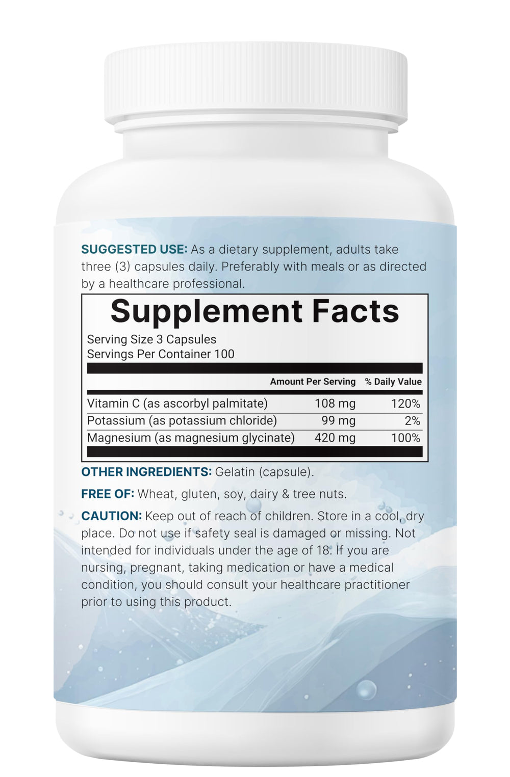 Micro Ingredients potassium supplement facts panel provides transparent serving details.