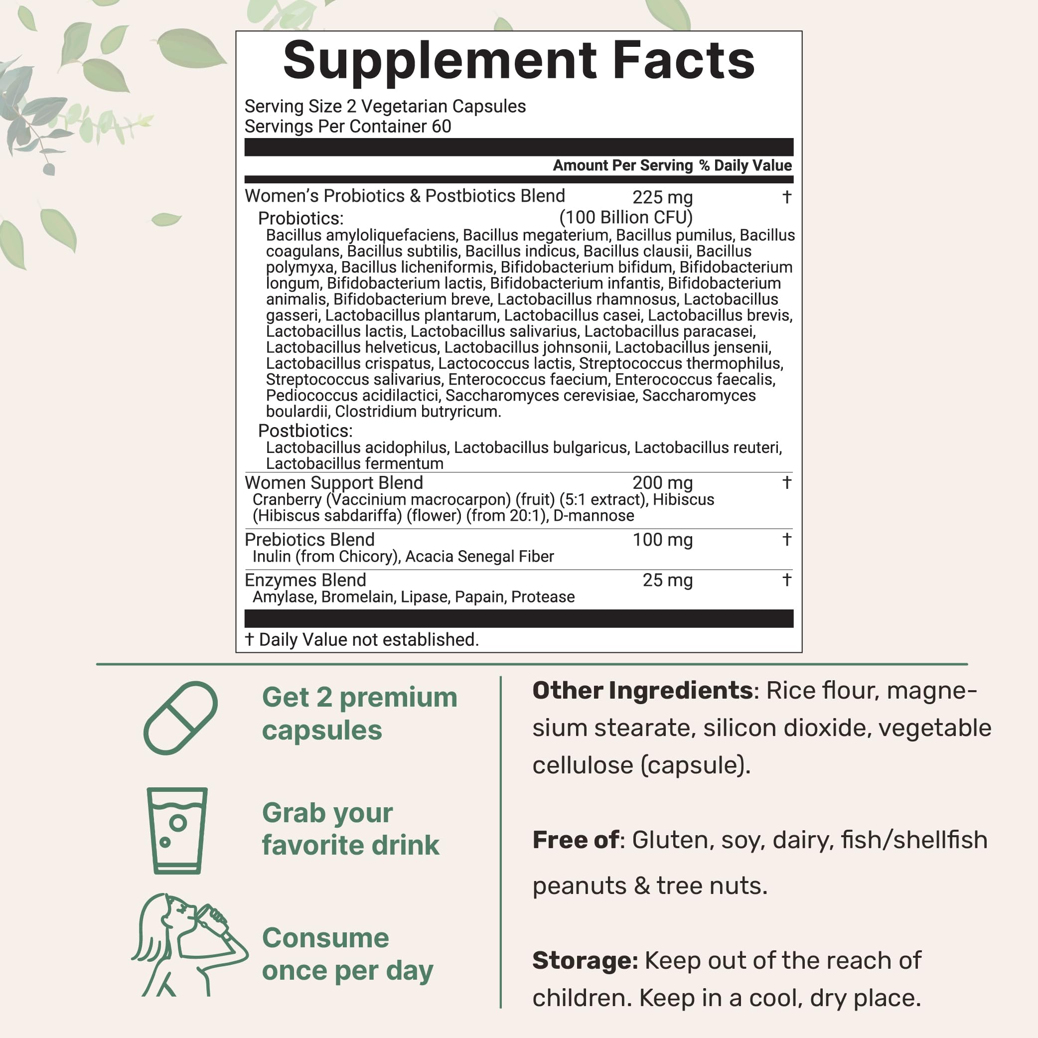 Micro Ingredients Probiotics for Women veggie capsules close-up for easy daily use.