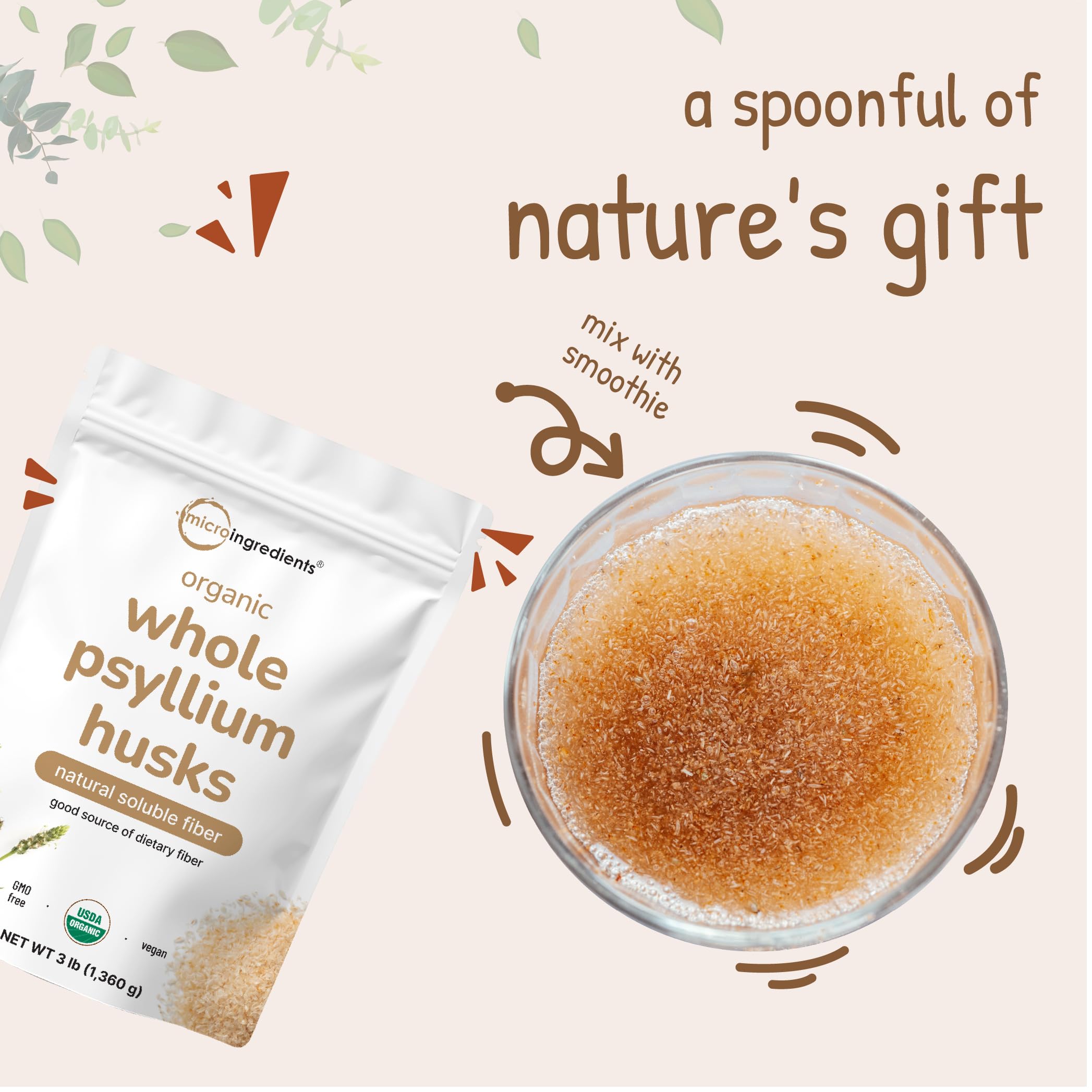 Micro Ingredients psyllium husks allergen-free label for peace of mind.