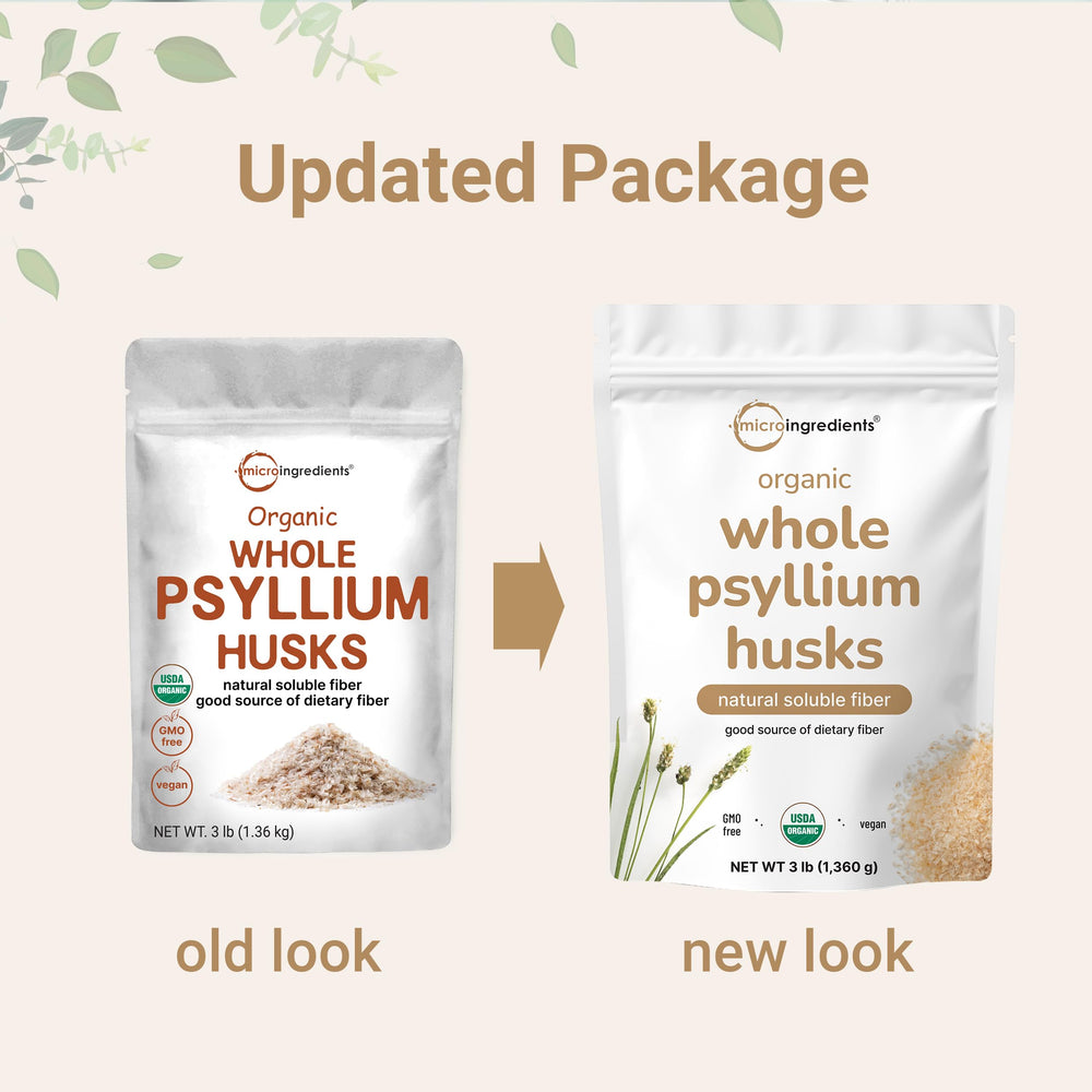 Micro Ingredients psyllium husks bottle pour for measured daily fiber.