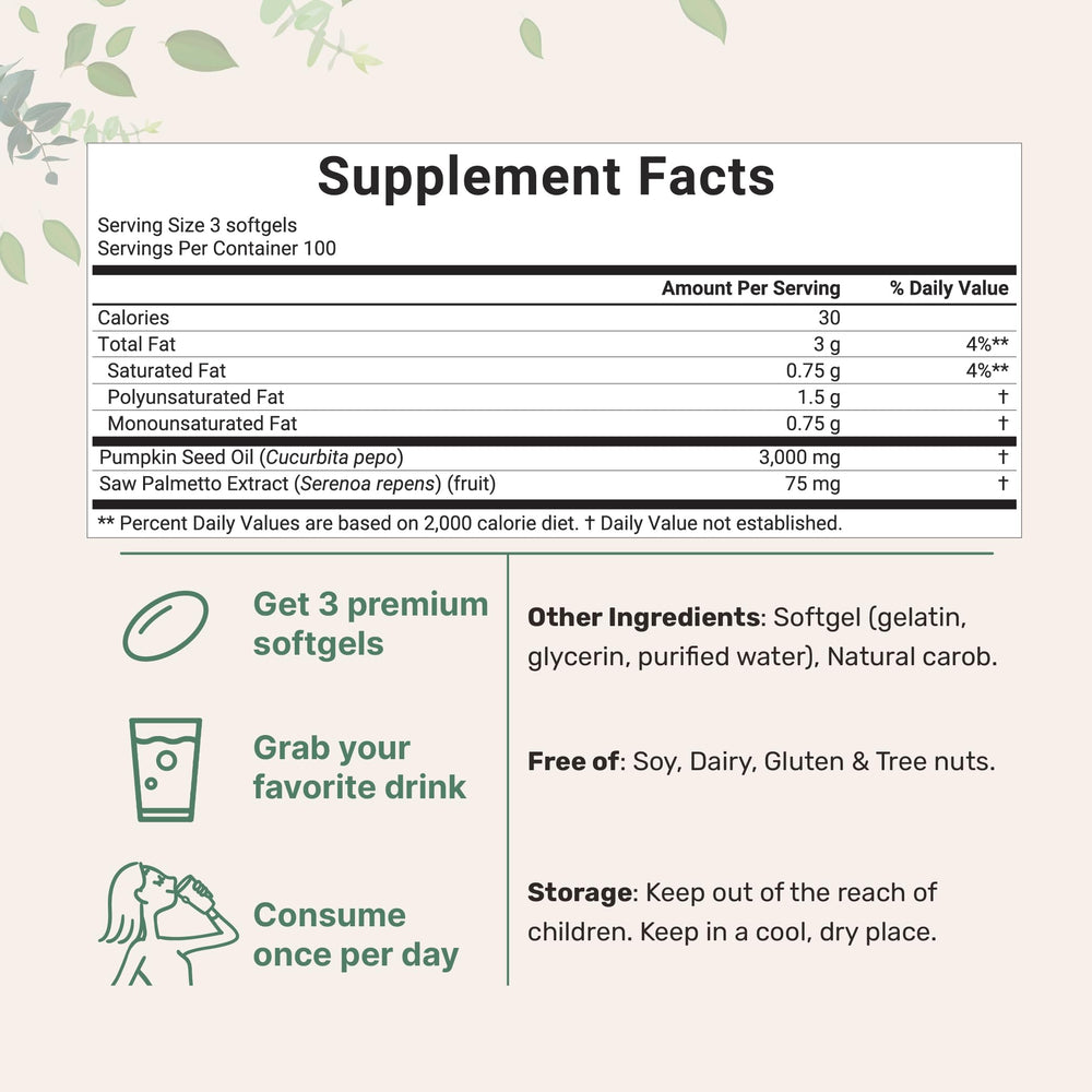 Micro Ingredients pumpkin seed oil with saw palmetto softgels, a convenient dual nutrient blend.