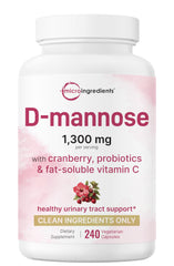 Micro Ingredients Pure D Mannose bottle with 1,300 mg and Cranberry for urinary comfort