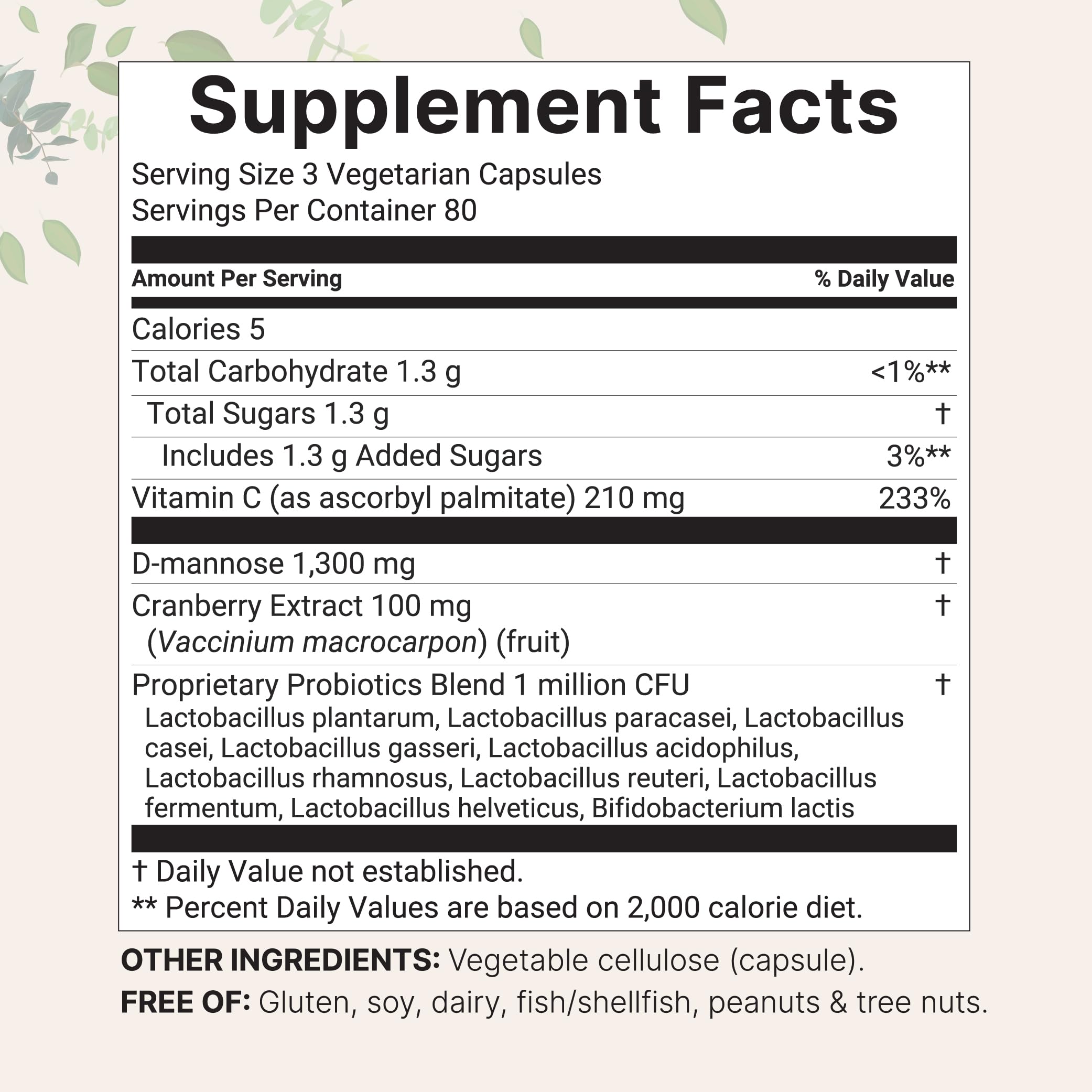 Pure D Mannose capsules close-up showing vegetarian formula