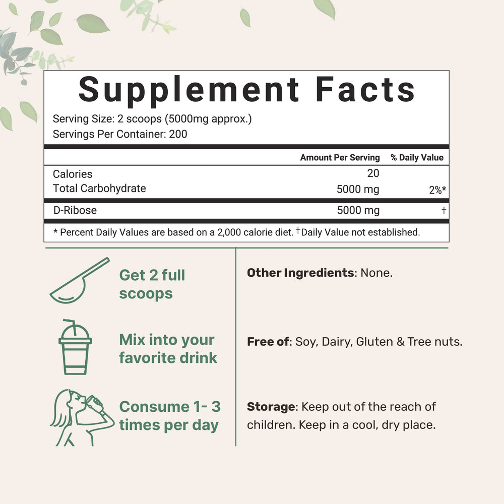 Micro Ingredients Pure D Ribose Powder scoop measuring a serving