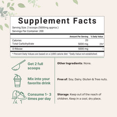 Micro Ingredients Pure D Ribose Powder scoop measuring a serving