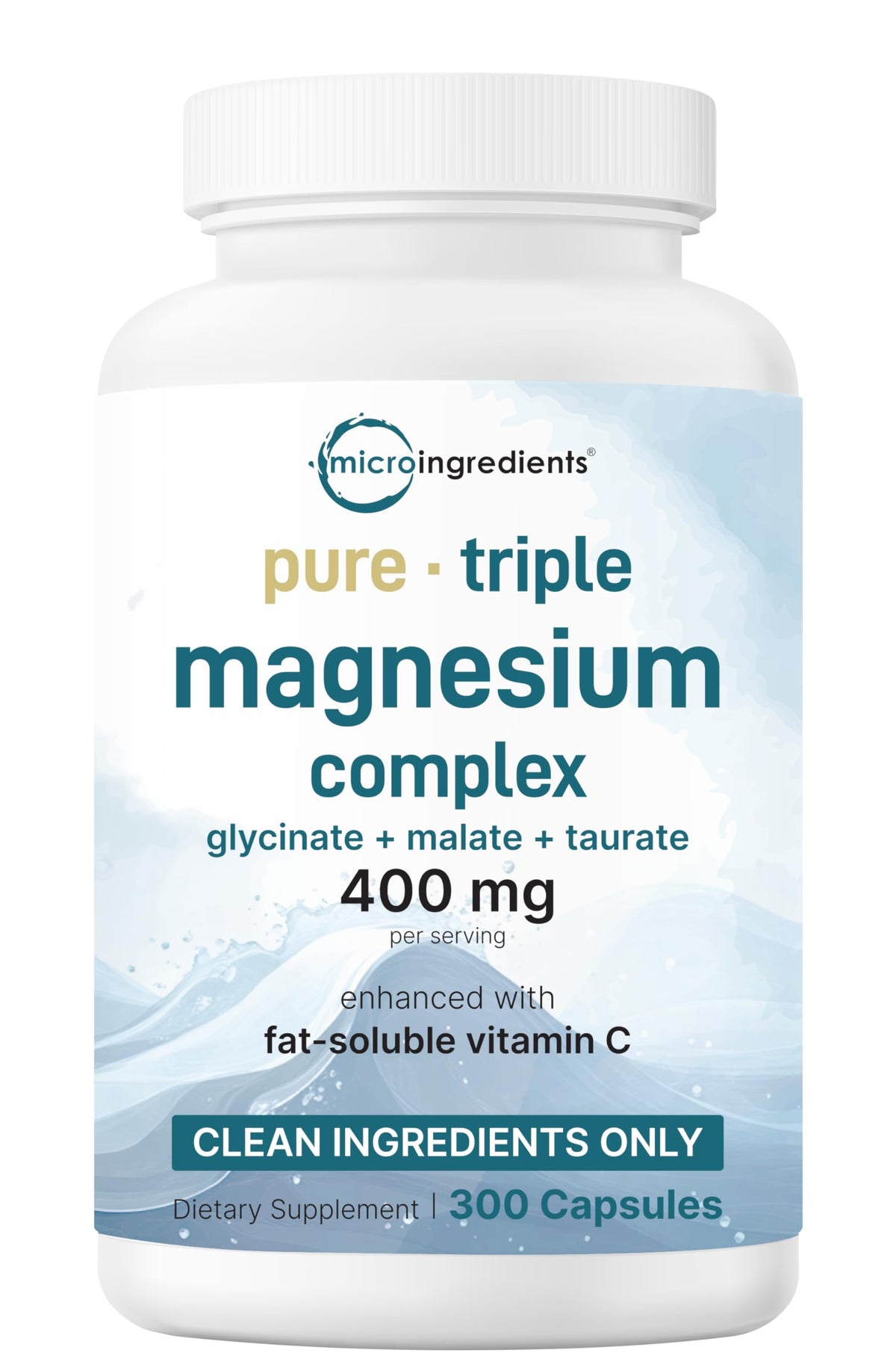 Micro Ingredients Pure Magnesium Complex bottle front shows 300 capsules for daily support.