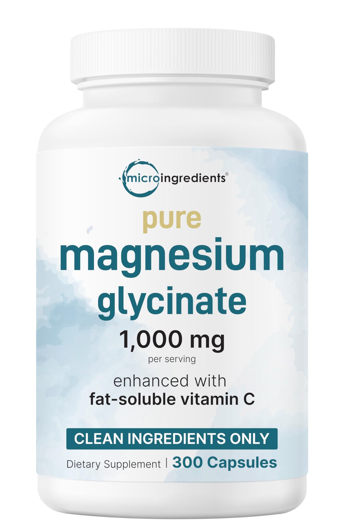Micro Ingredients magnesium glycinate bottle on counter for daily supplementation.