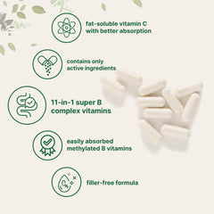 Micro Ingredients Pure Methylated B Complex label back lists 11 vitamins and claims third-party testing