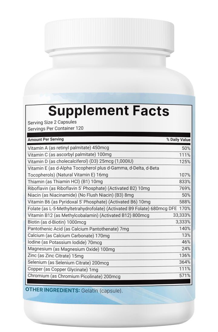 Micro Ingredients Pure Methylated Multivitamin bottle in hand for travel-friendly nutrition.