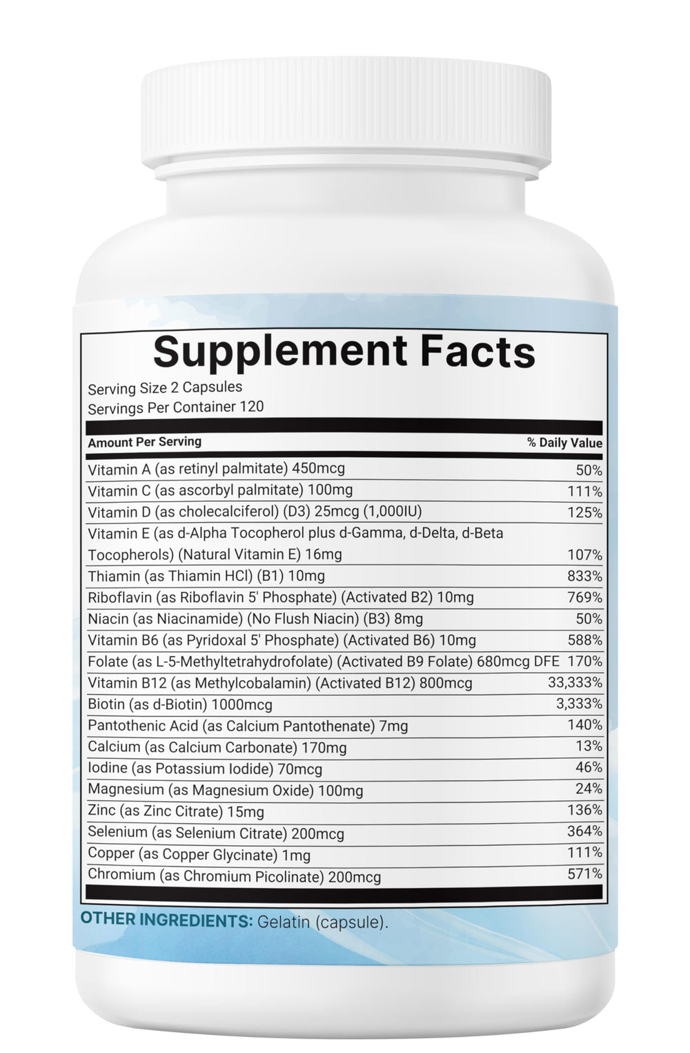 Micro Ingredients Pure Methylated Multivitamin bottle in hand for travel-friendly nutrition.