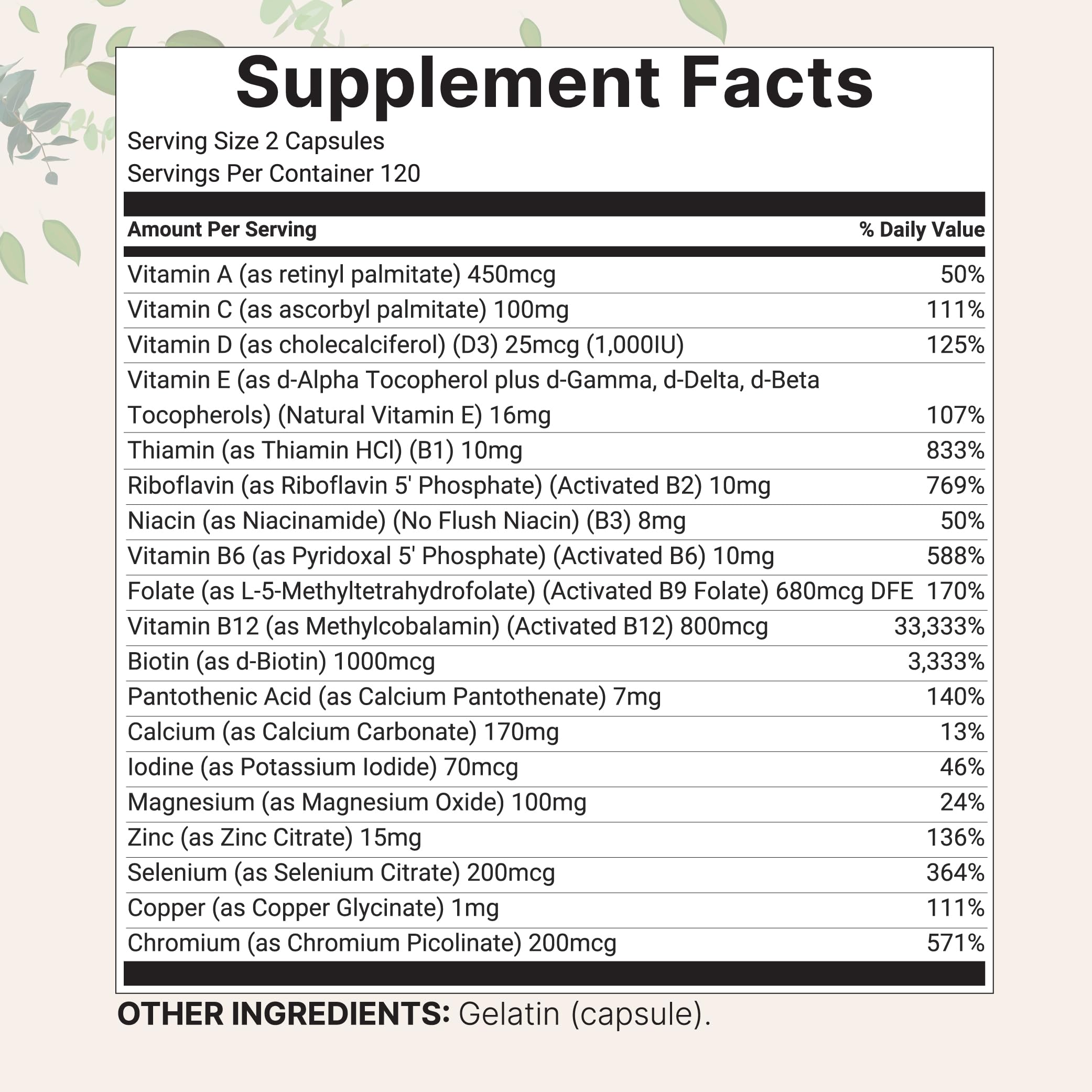 Micro Ingredients Pure Methylated Multivitamin label close-up highlights the 19-in-1 formula.