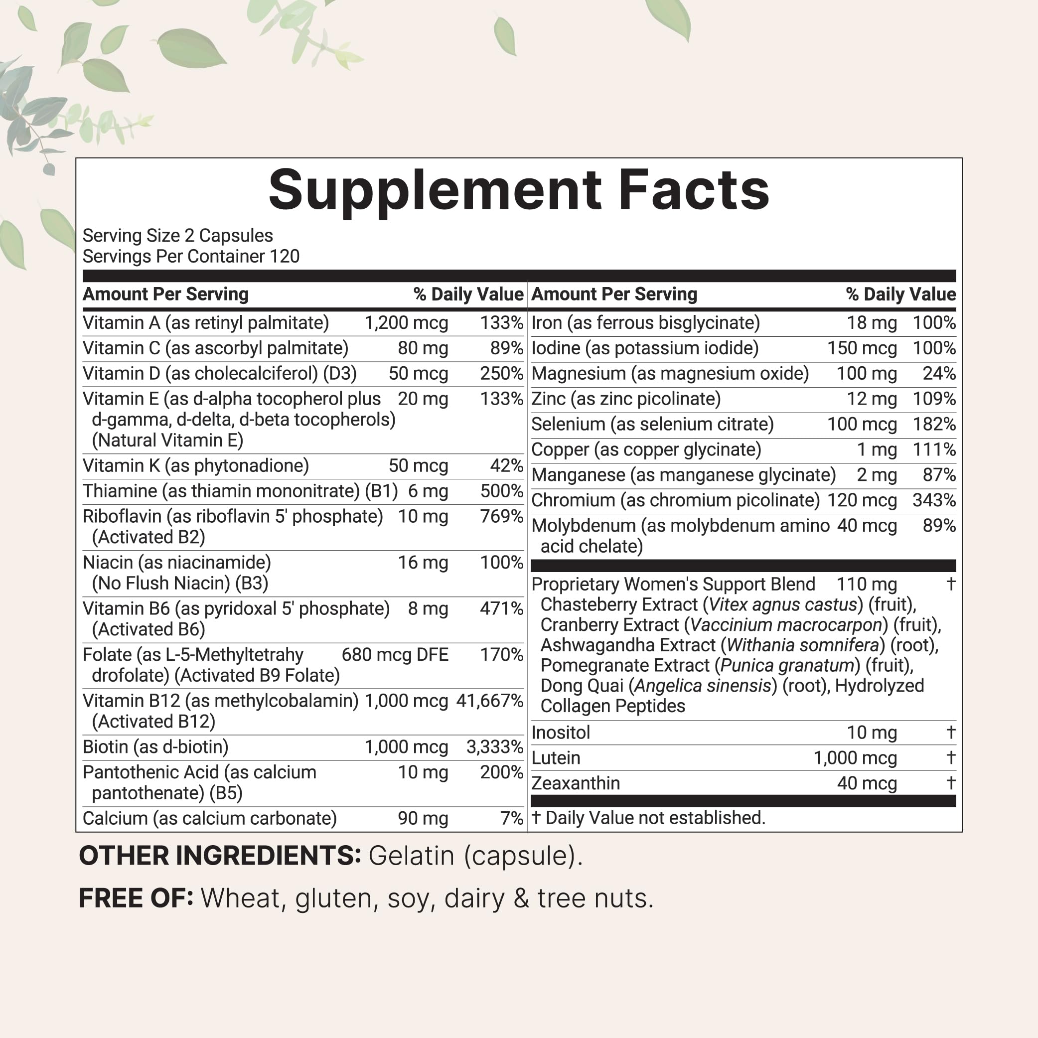 Micro Ingredients Pure Methylated Multivitamin for Women capsules are easy to swallow for daily use.