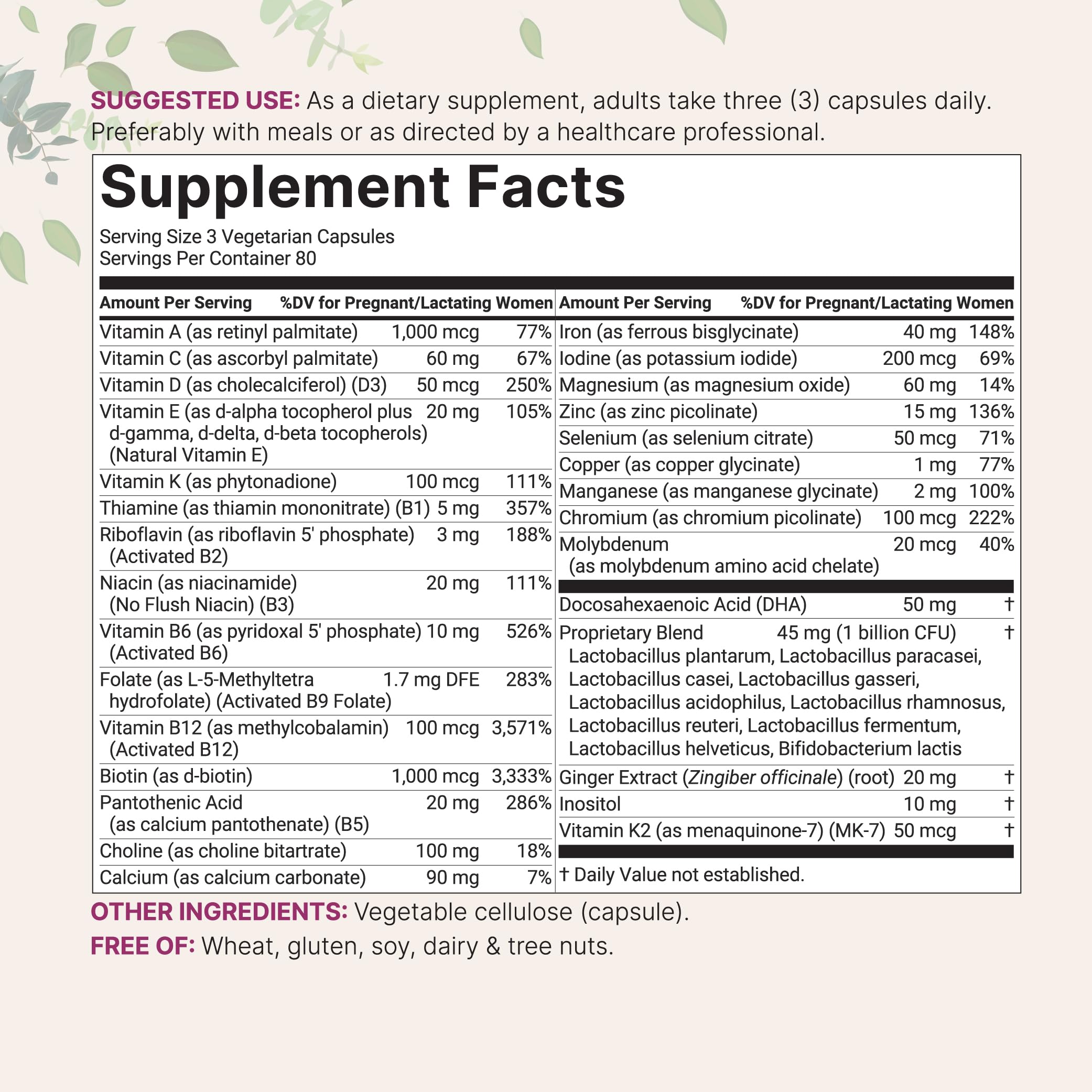 Micro Ingredients Pure Prenatal capsules promoting methylated vitamin delivery for mom