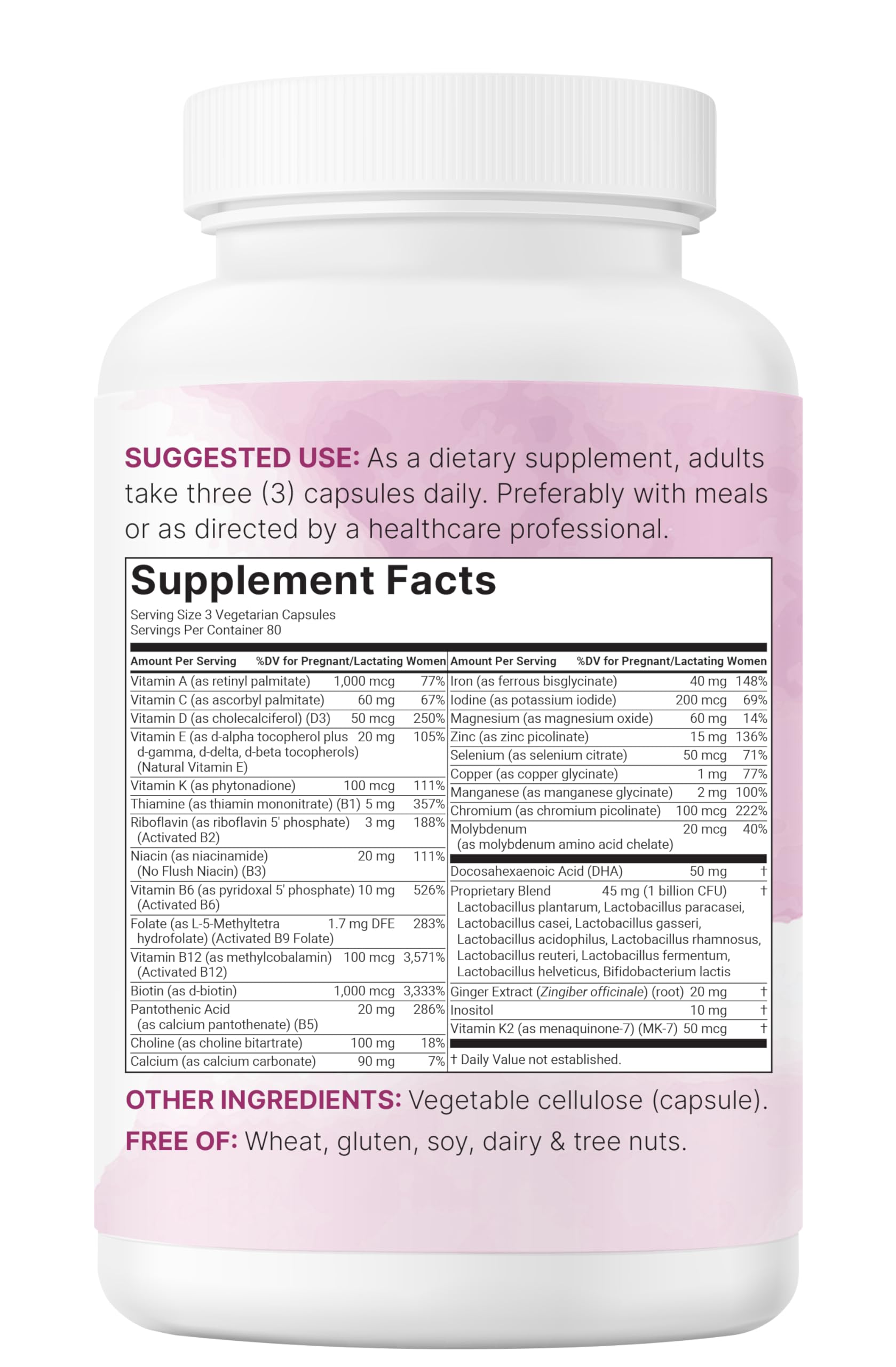 Micro Ingredients Pure Prenatal dosage scoop showing serving size for daily use