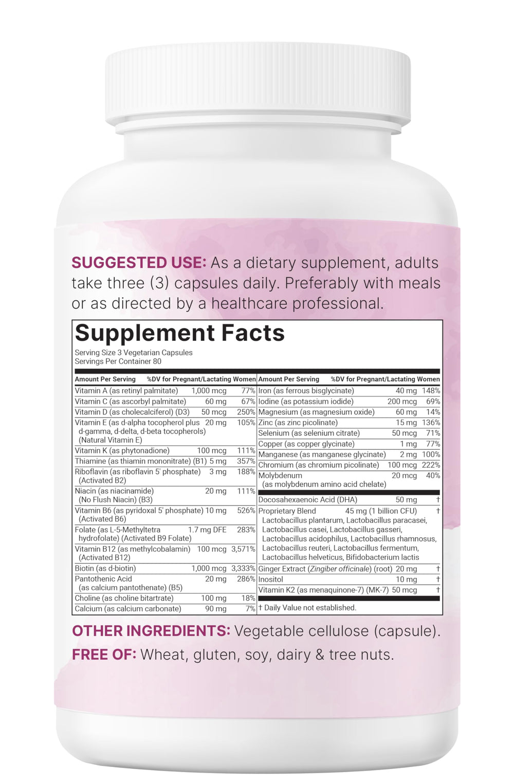 Micro Ingredients Pure Prenatal dosage scoop showing serving size for daily use
