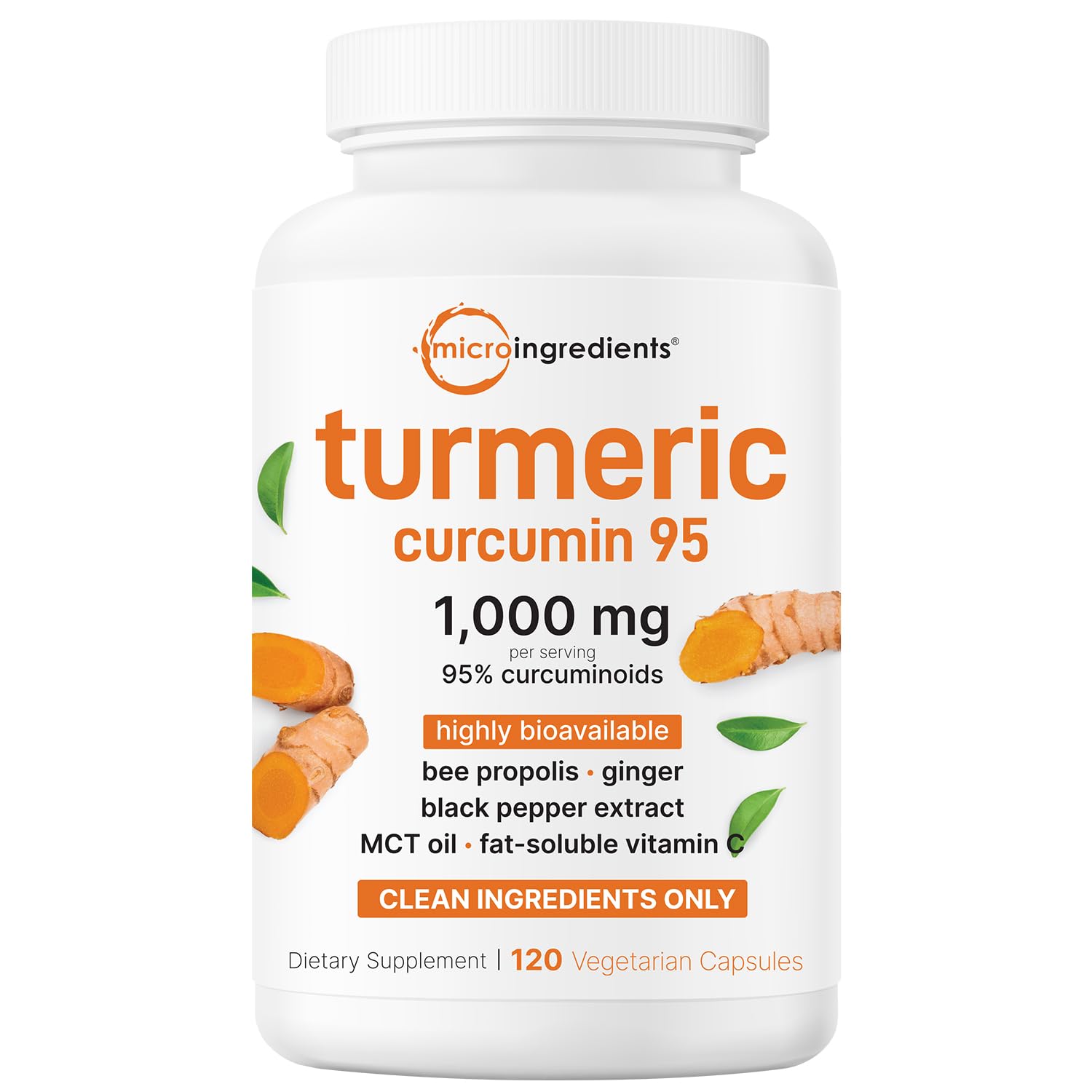 Micro Ingredients Pure Turmeric Curcumin 1000mg bottle with clean label for clarity