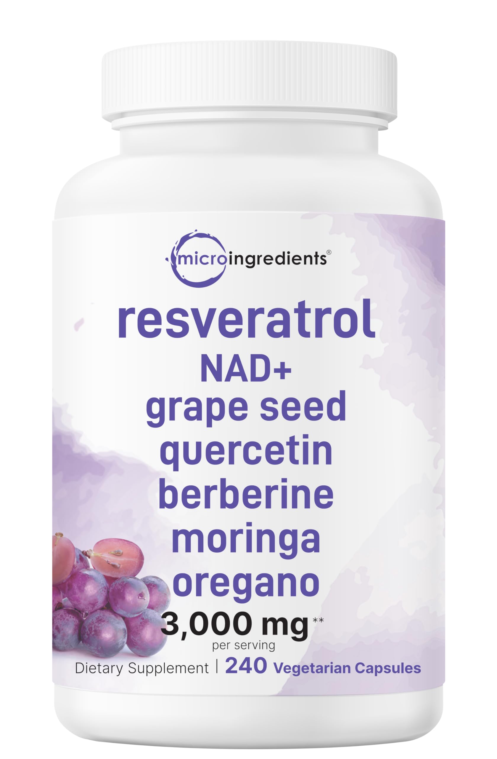 Micro Ingredients Resveratrol NAD Complex bottle front highlighting the 11-in-1 blend