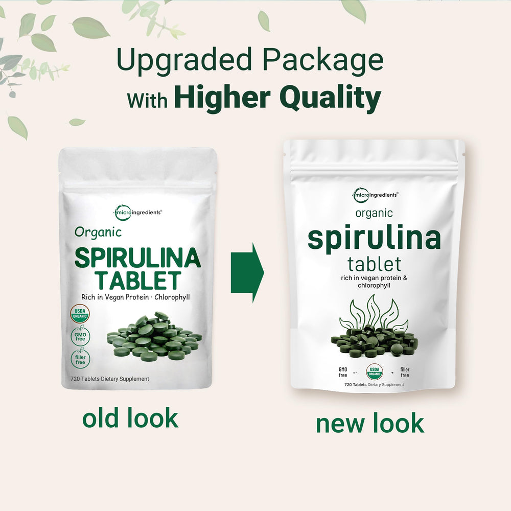 Micro Ingredients spirulina tablets grouped together highlight plant-based protein.
