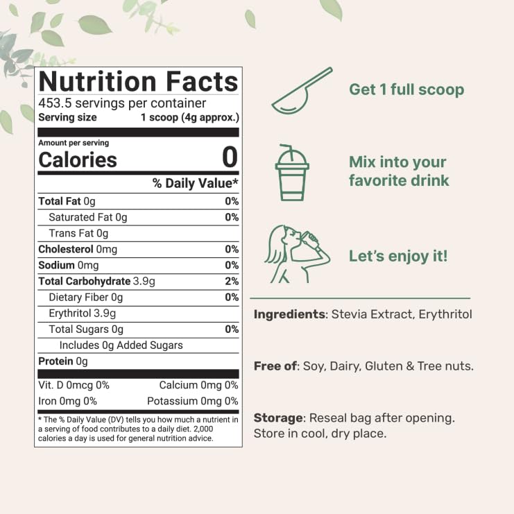 Micro Ingredients Stevia-Erythritol powder scoop enables consistent daily measurement for baking.
