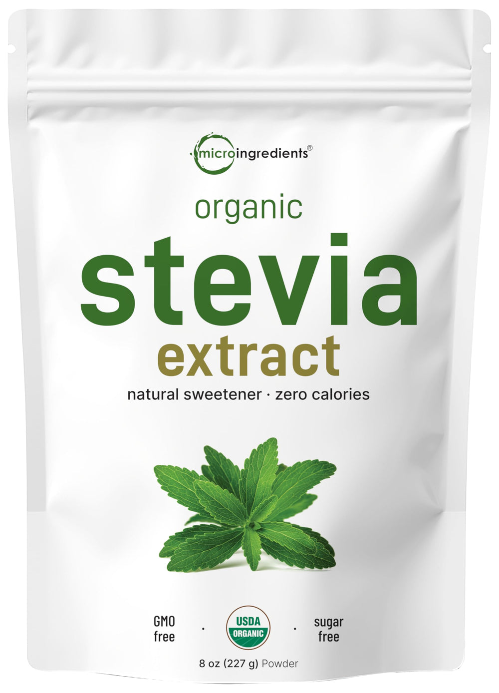 Micro Ingredients Pure Organic Stevia Powder 8 oz bottle for zero calorie sweetness