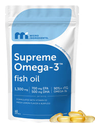 Micro Ingredients Supreme Omega-3 softgels bottle for easy daily supplementation