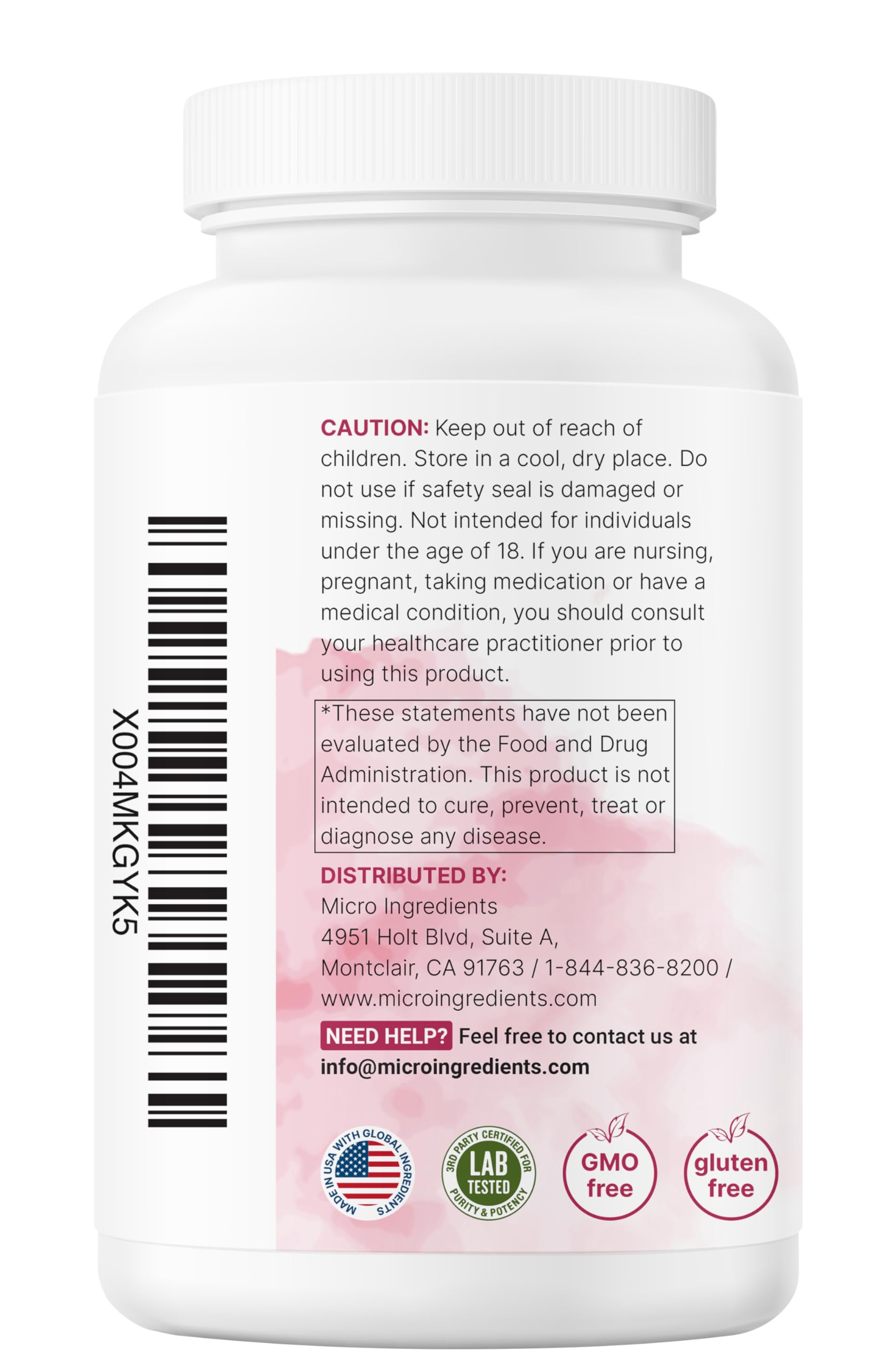 Third-party lab test certificate badge on product label