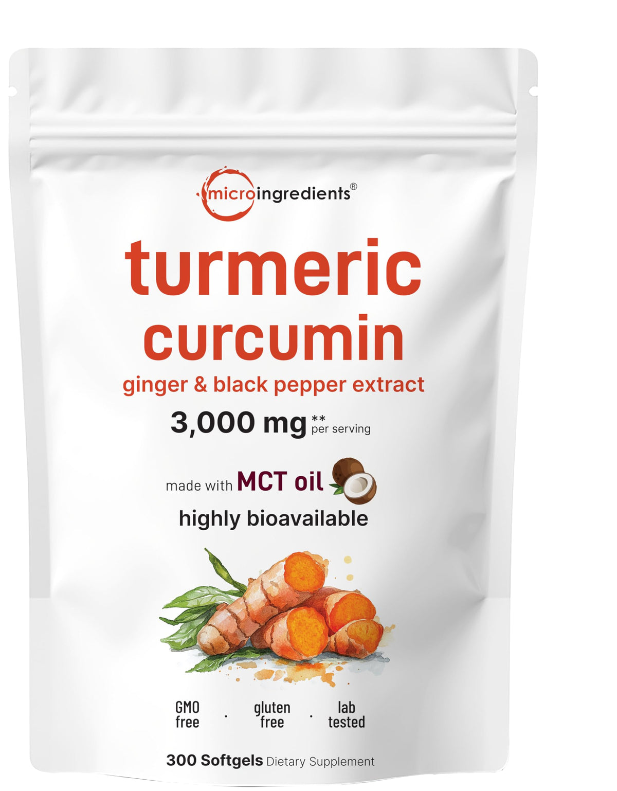 Micro Ingredients turmeric curcumin bottle with 3,000mg formula for daily wellness