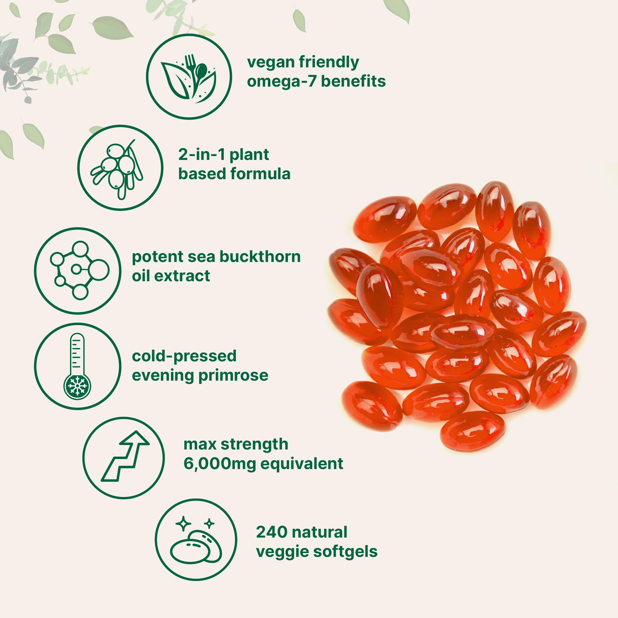 Micro Ingredients Omega 7 Sea Buckthorn oil label closeup showing potency
