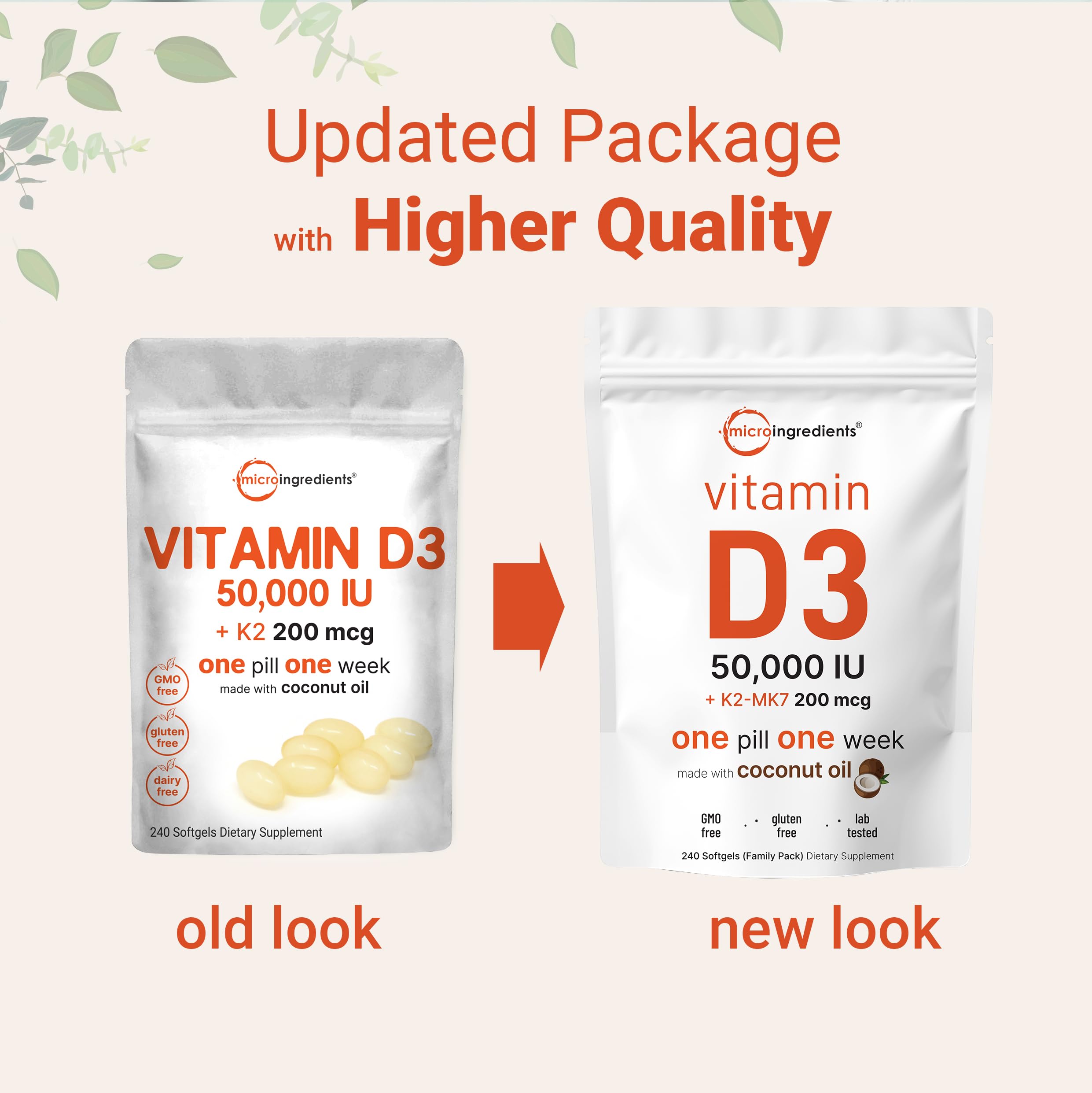 Micro Ingredients softgels with virgin coconut oil carrier on clean background