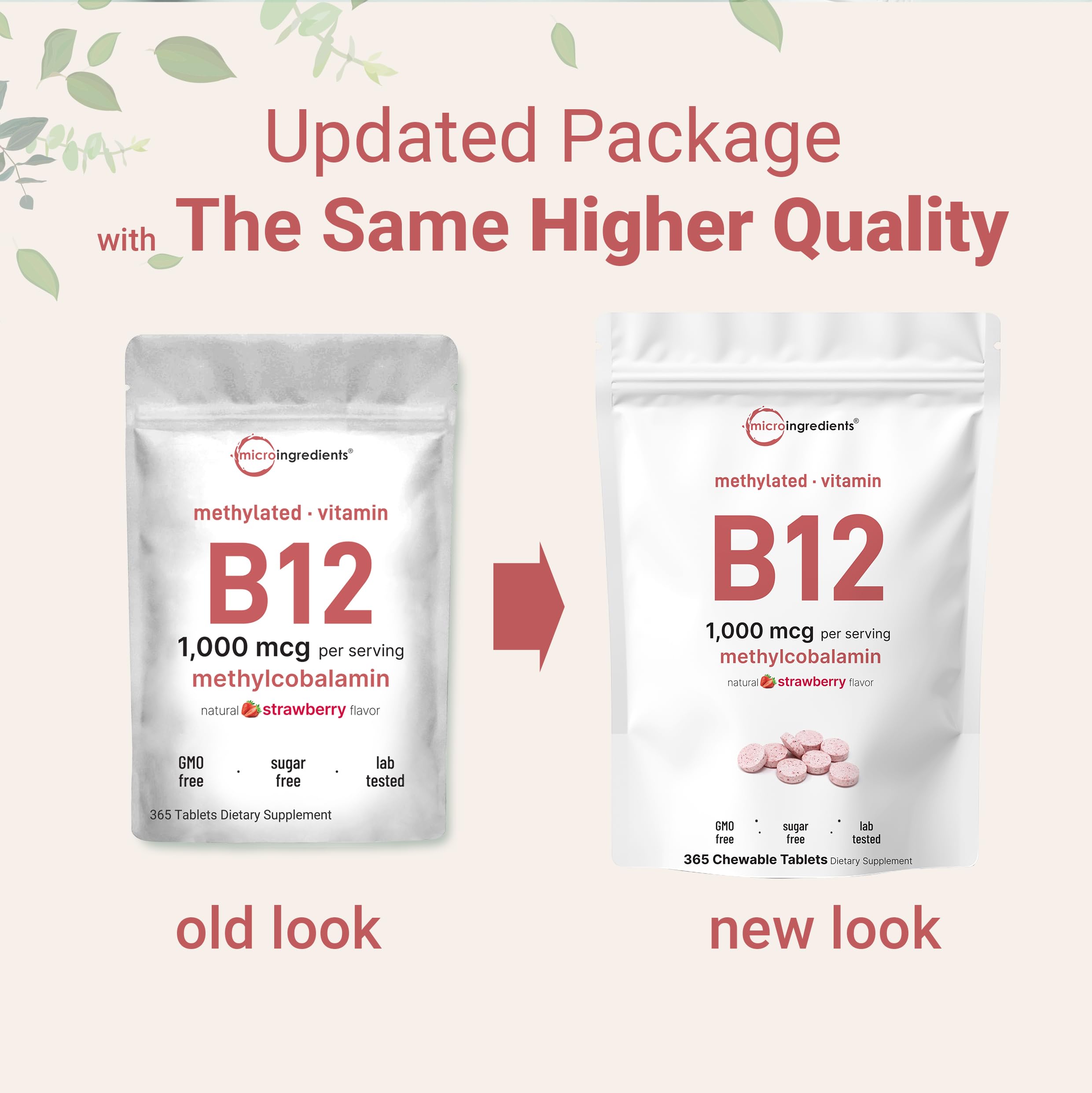 Strawberry-flavored Micro Ingredients B12 tablets ready for daily use