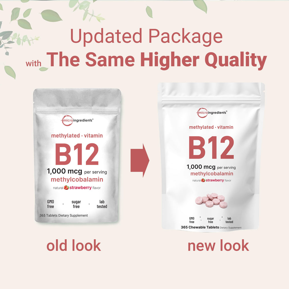 Strawberry-flavored Micro Ingredients B12 tablets ready for daily use