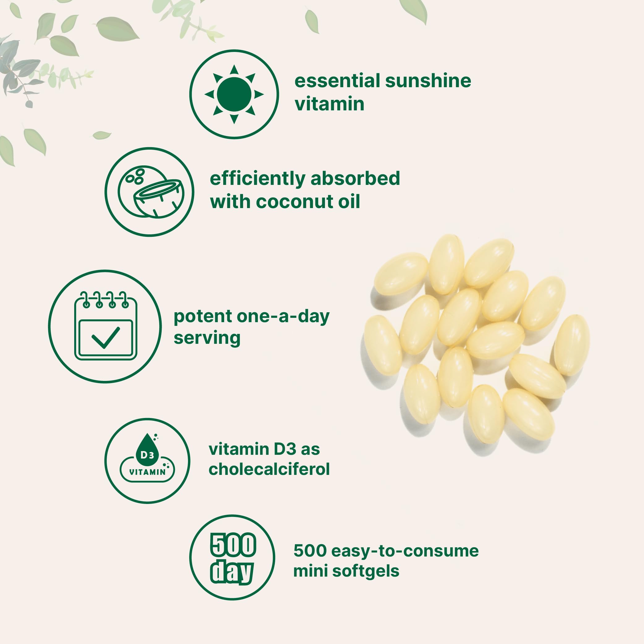 Micro Ingredients D3 softgels pour depicts convenient daily intake capsules