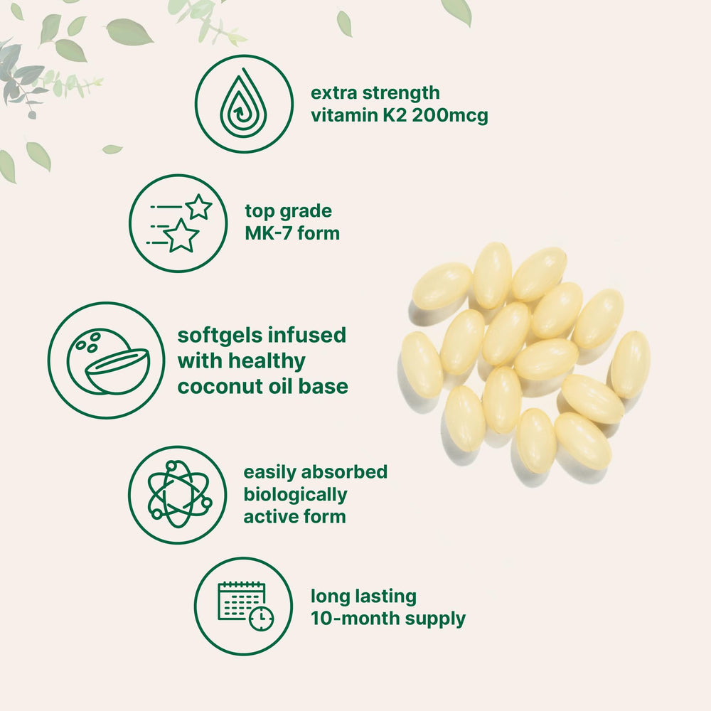 Micro Ingredients vitamin K2 MK-7 softgels coconut oil carrier promotes absorption