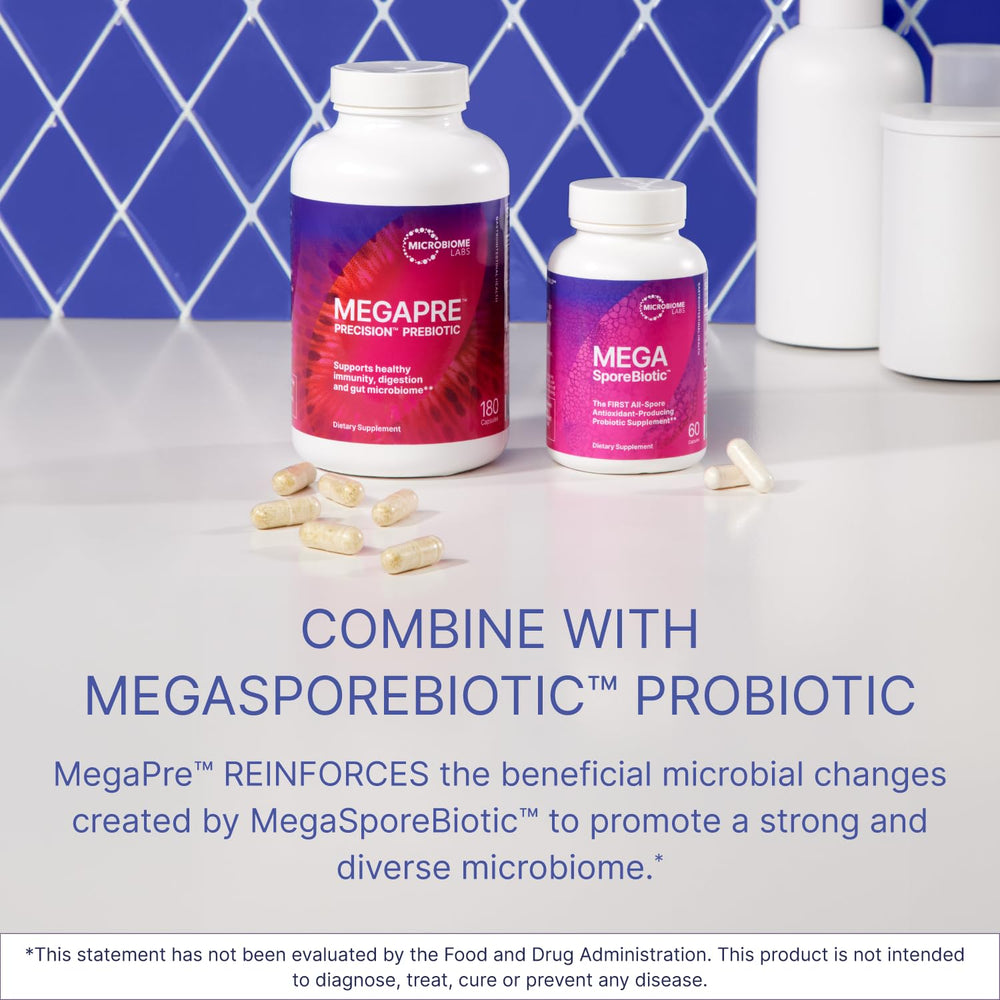 Microbiome Labs MegaPre pre-dosed stick packs for on-the-go.