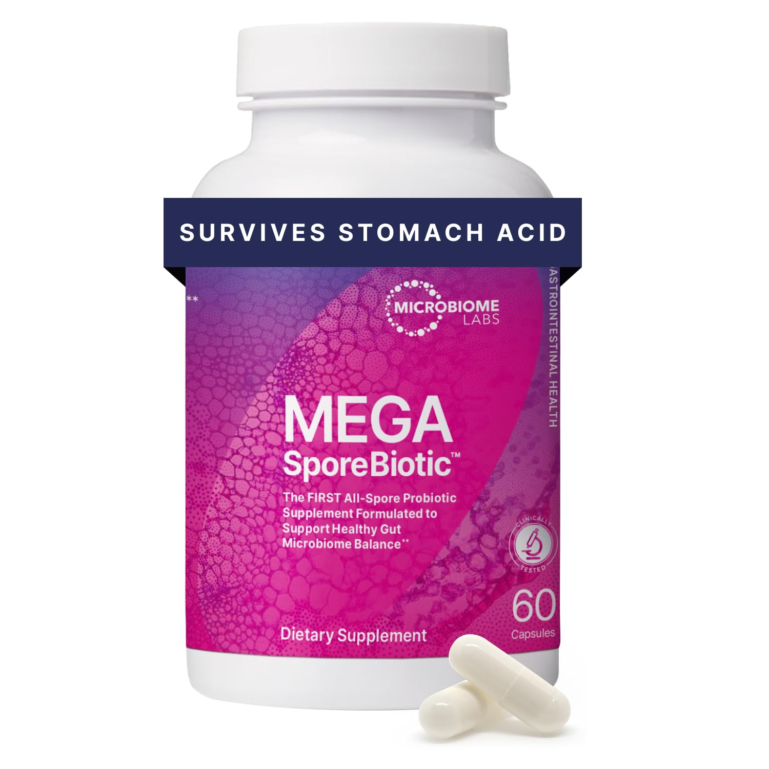 Microbiome Labs MegaSporeBiotic bottle for shelf-stable gut health